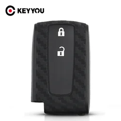 KEYYOU Carbon Fiber Silicone Car Key Case Fob Cover For Toyota Prius Crown Avensis Verso