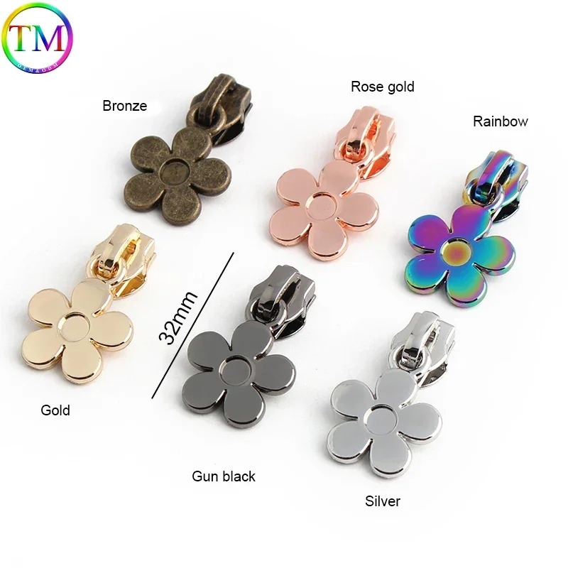 Forma da flor 5 # Nylon Zíperes, Sliders para Sacos, Roupas, Jaqueta, Zip Head Extrator, Kits de Reparação, DIY Costura Acessório