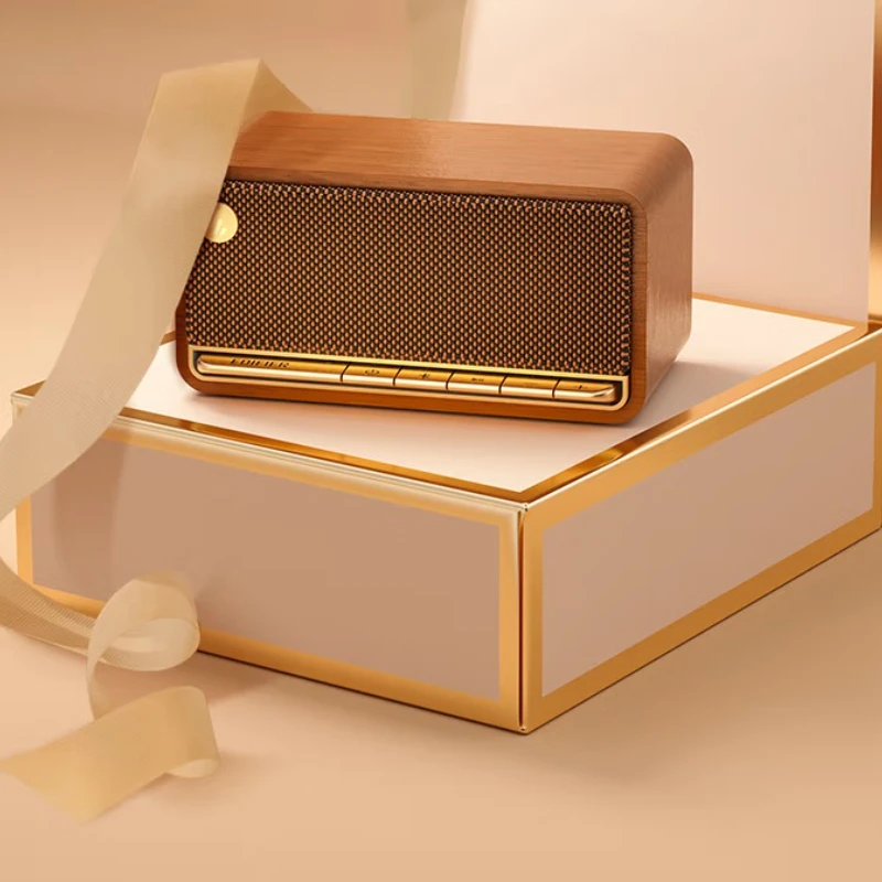 

High-quality retro Bluetooth portable speaker, desktop wood stereo, stereo surround, long battery life, wood grain color