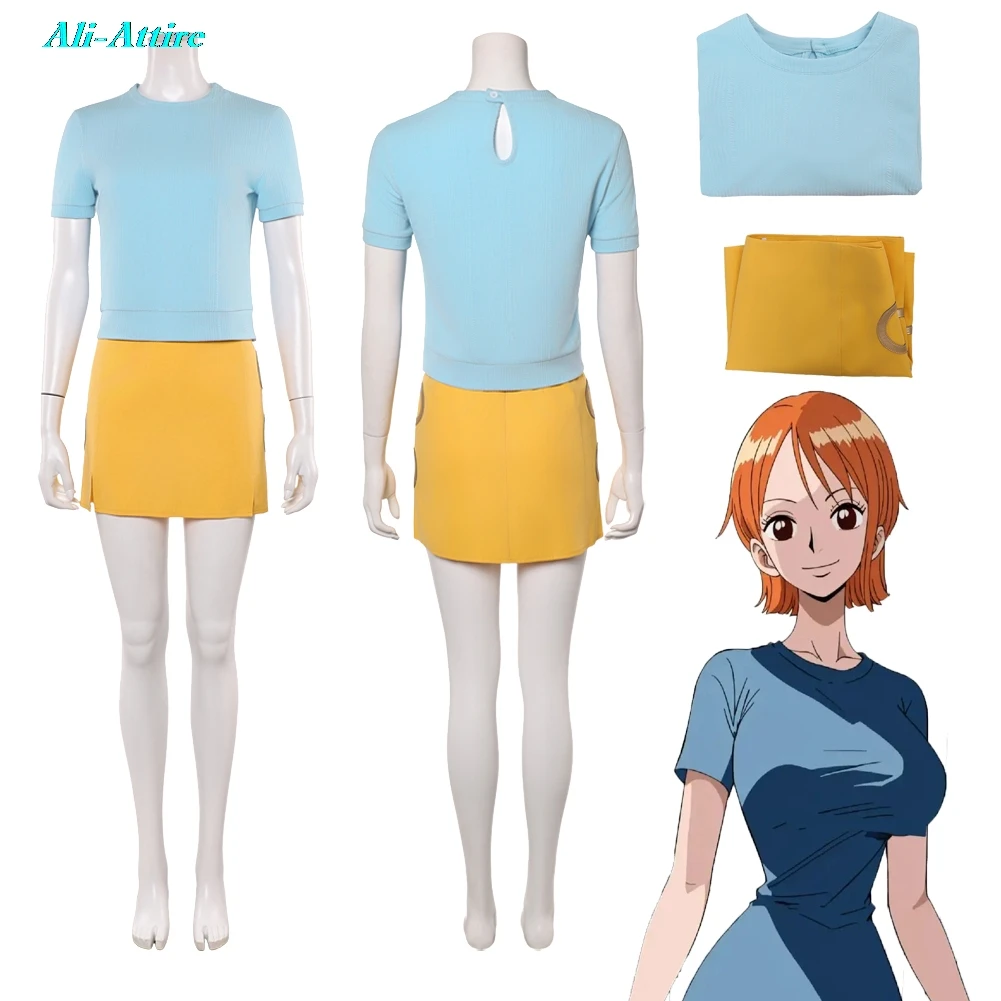 

2026 Live Action TV Pirate Cosplay Nami Clothes Top Skirt Women Party Disguise Roleplay Outfits Suit Halloween Costume Carnival
