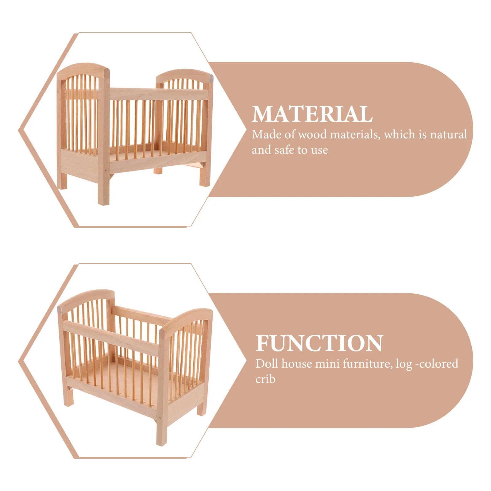 House Crib Bed Wooden Furniture Mini Toy For Kids Cradle Baby Model Adornment Child