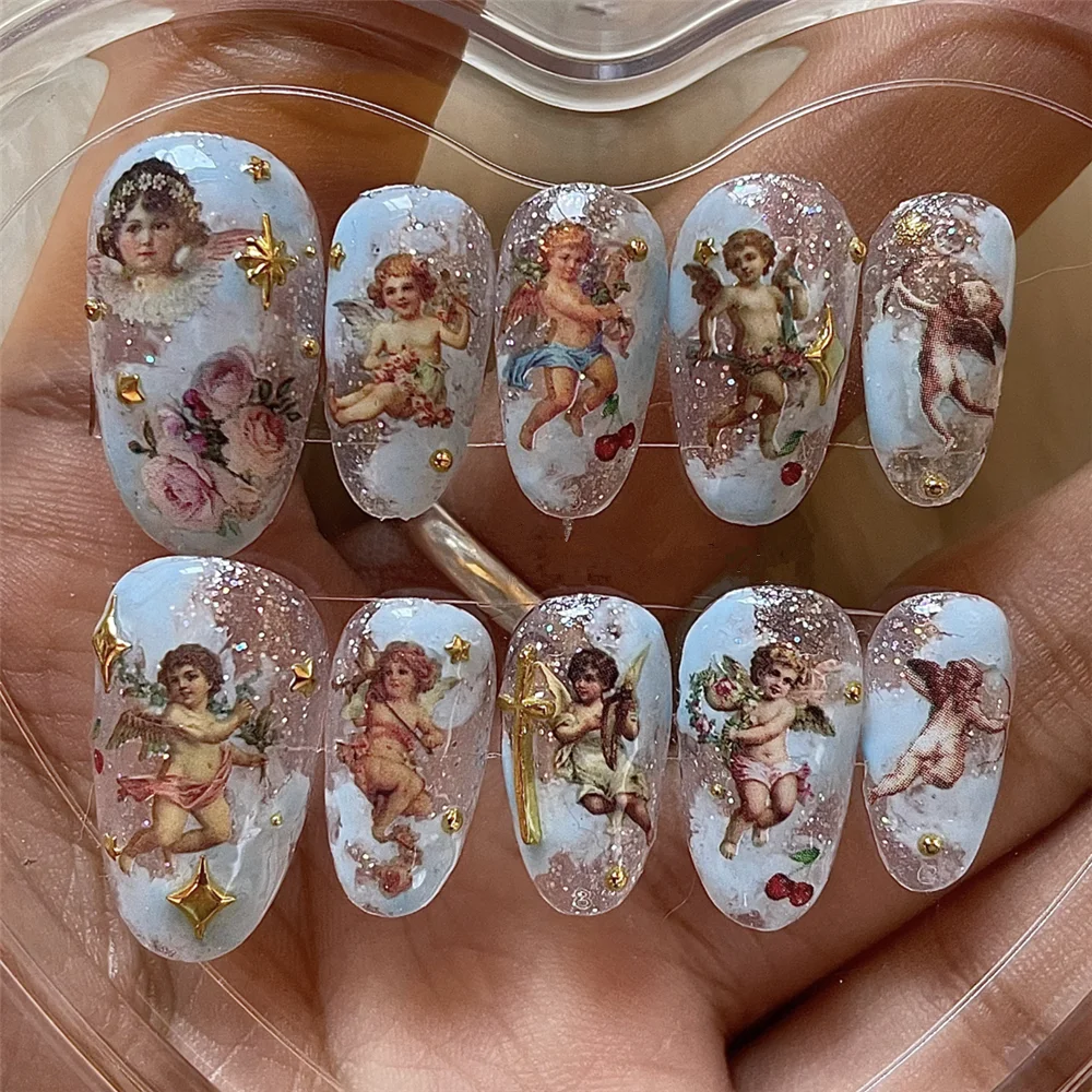 JO-2386 MG191010-15เทวดาคริสเตียนของพระเยซูและเลดี้แห่งพระคริสต์3D DIY กลับกาวสติกเกอร์ติดเล็บเล็บ