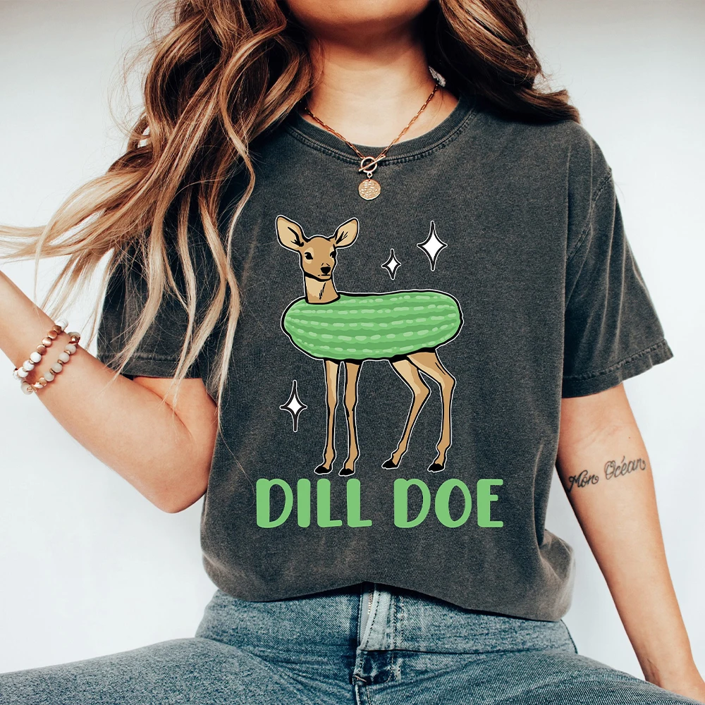 Dill Pickle Comfort Shirts Funny Men's Gifts Dill Doe Tee Inappropriate Dark Humor Trendy Pickle Shirt Casual Y2K Top Streetwear