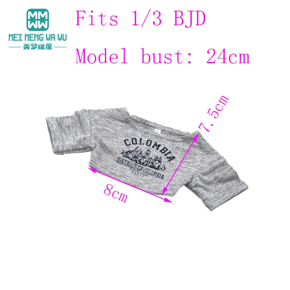 Passend für 43-60cm 1/3 1/4 SD DD BJD Puppenkleidung Modische Arbeitshose Kurzes T-Shirt Mädchen Geschenk – Detail 3