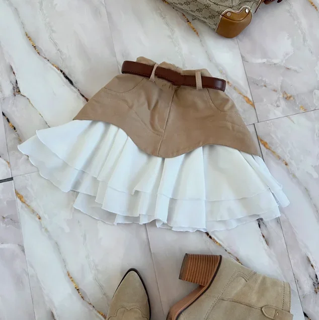 

Sexy Spicy Girl High Waist Mini Denim Skirt High Street Fresh and Sweet Women's Clothing Summer New Ruffled Cake Skirts