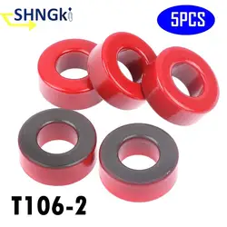 5Pcs 10μo T106-2 Iron Ferrite Toroid Cores For Inductors Iron Powder Core Red Magnetic Ring Low Permeability 27mm*14mm*11mm