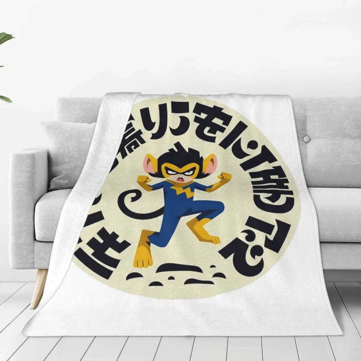 Anime Superhero Monkey Character Japanese Blankets Flannel Sofa Throw Blankets For Home Bedroom Travel Throws Bedspread Quilt