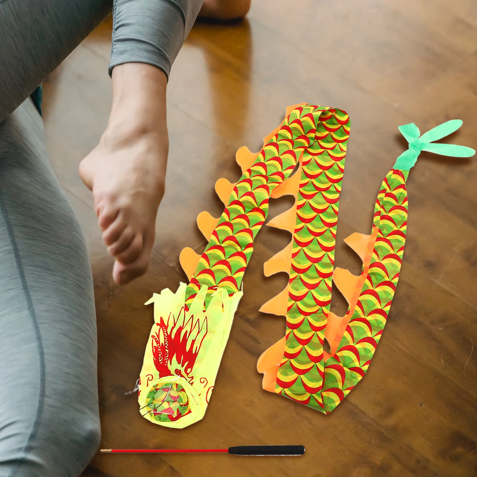 

1 set Dragon Chinese Dance Streamer Toys Lightweight Flexible Kids Gymnastics Streamer Decorative Chinese Dance Party Prop