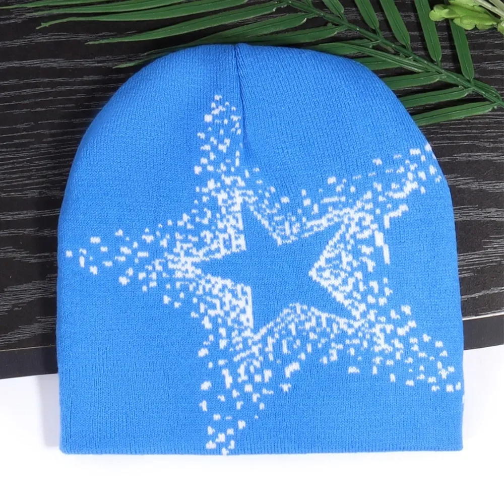 2025 New Five-pointed Star Jacquard Knitted Cap Casual and Versatile Street and Outdoor Trend Warm Couple Cold Cap Fashion
