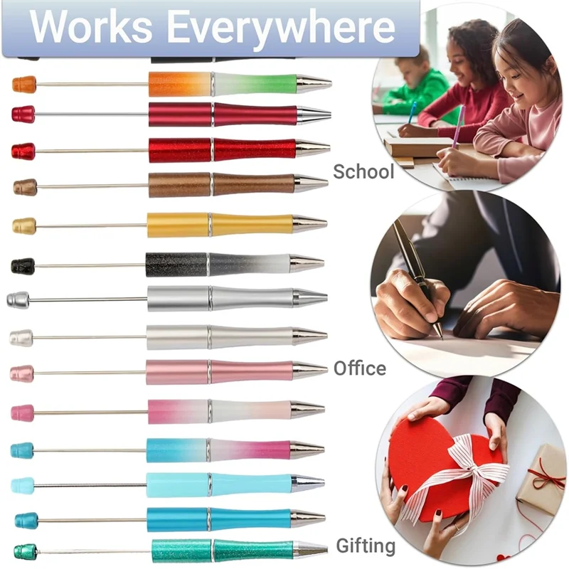 

Beaded For Handmade Writing Pens 16 Colors DIY Set Smooth Writing, Interchangeable Ink Refills For School, Office
