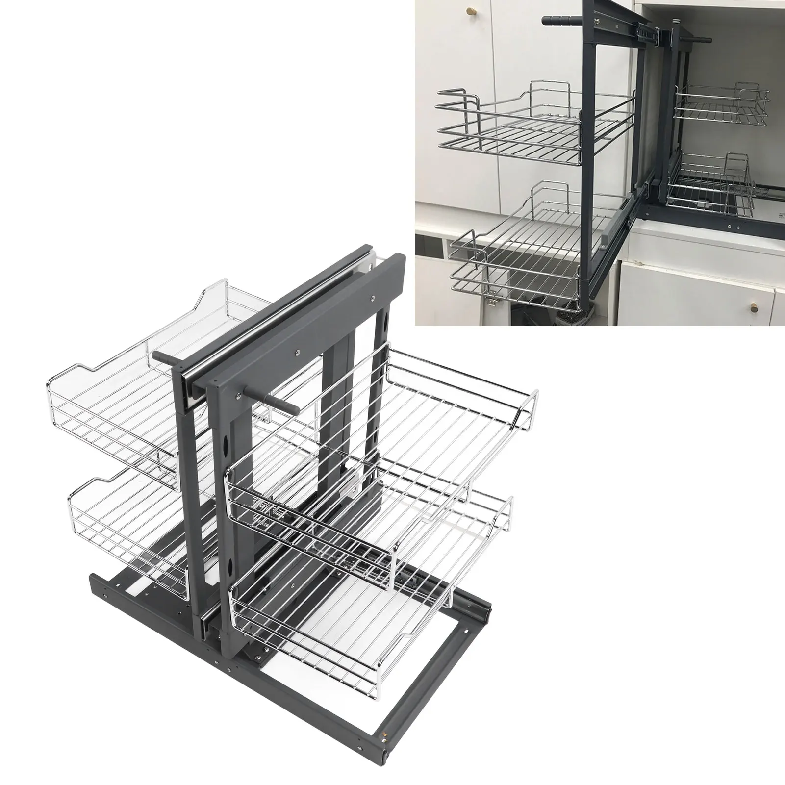 Blind Corner Pull Out Organizer 800mm Slide Out Kitchen Cabinet Organizer for Seasoning Dish