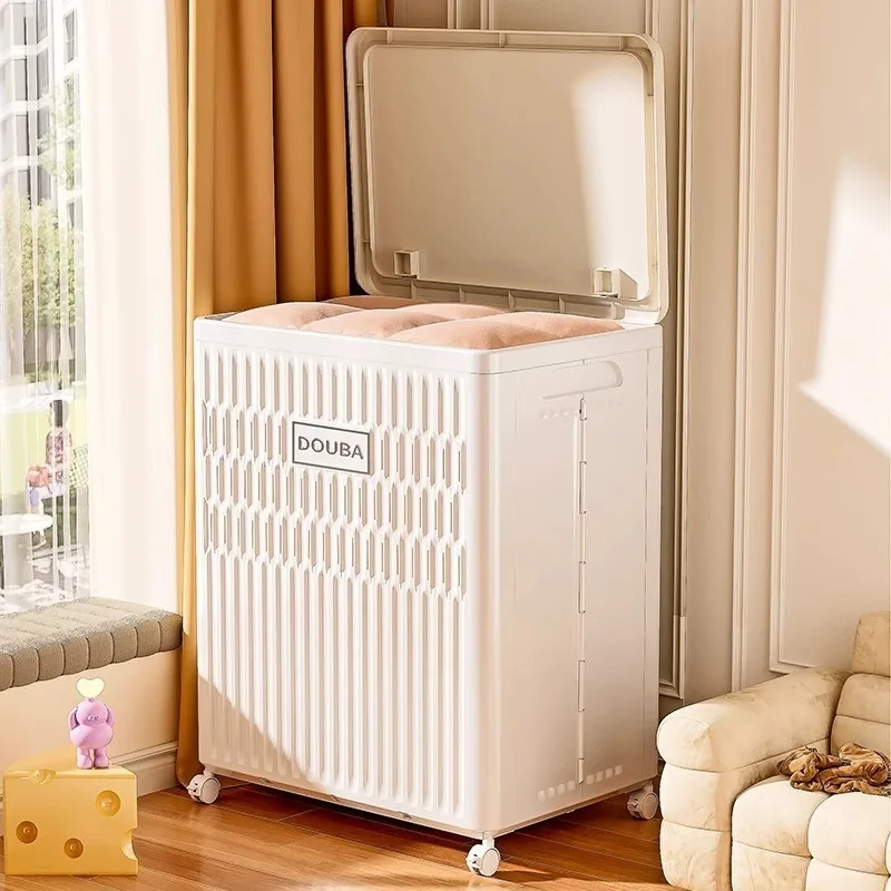 

Большой шкафчик с крышкой, ящик для хранения, домашняя одежда, одеяло, коробка для хранения игрушек, большая вместительная откидная коробка с колесом