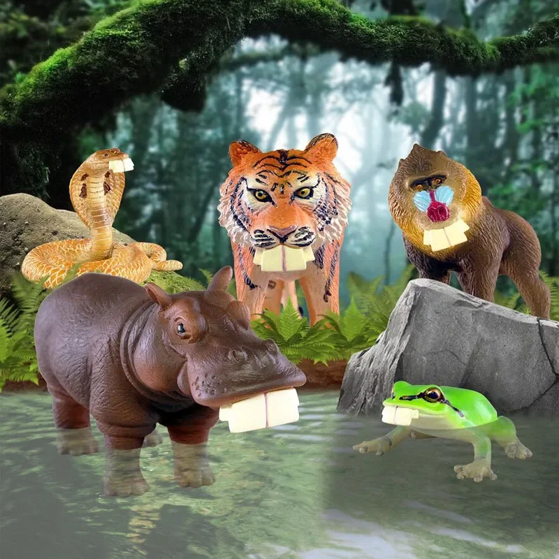 

Gashapon Capsule Toys Gagtooth Bucktooth Animals Hippo Tiger Mandrill Frog Snake Creative Table Ornaments Kids Gifts