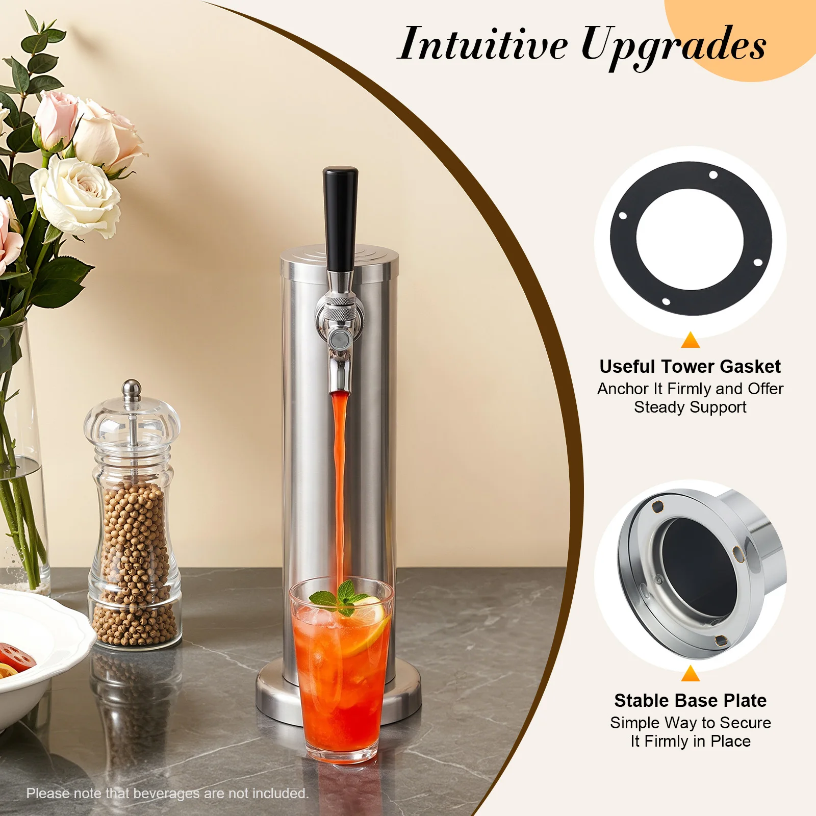 Stainless Steel Draft Beer Tower Set Single Tap Faucet Wine Single Head Beer Tower Beer Tower For Home Brew Bar