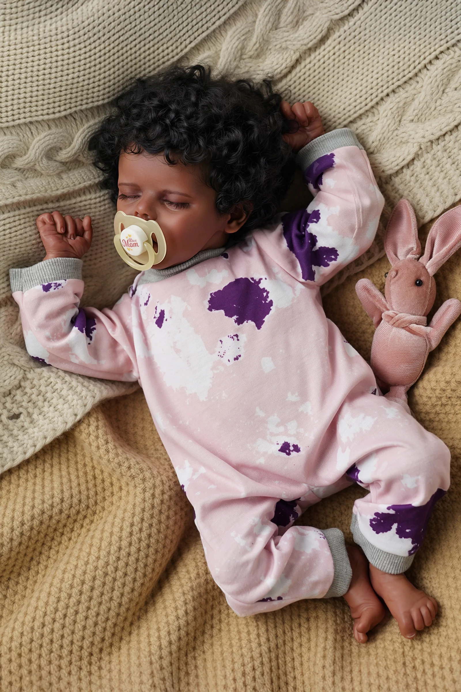 

Lifelike Reborn Baby Dolls Black - 17 Inch Baby-Soft Body & Curls Realistic Newborn Baby Doll with Gift Box for Kids 3+