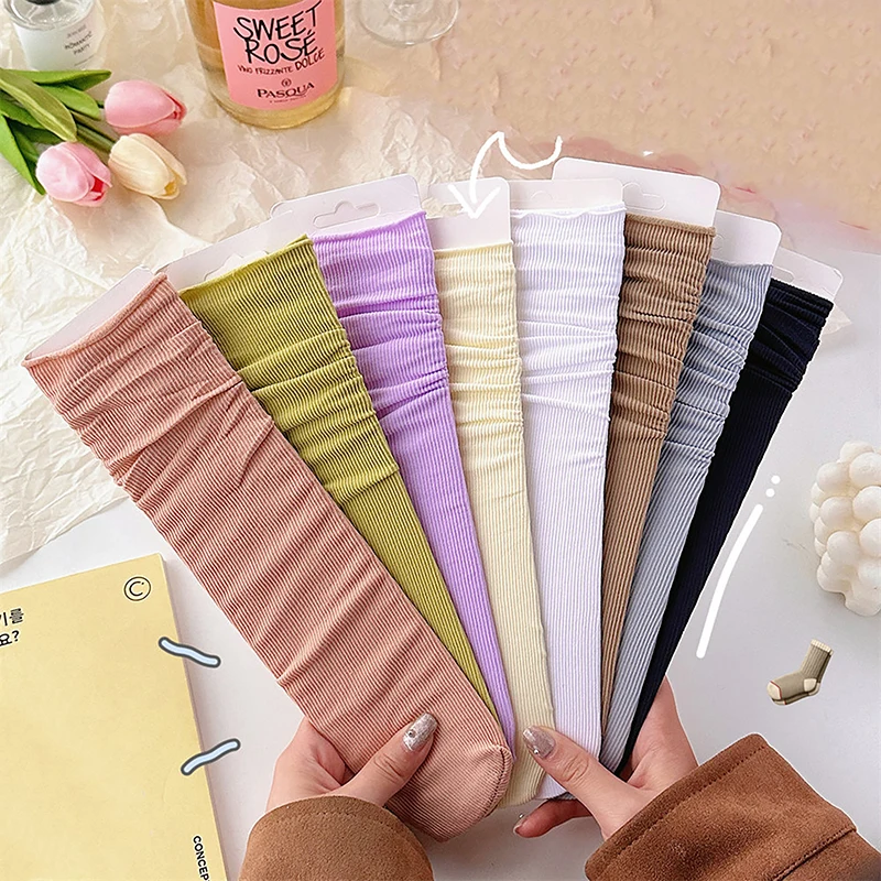 

Носки женские тонкие нейлоновые, модные мягкие дышащие длинные однотонные носки хаки, бежевые носки средней длины в стиле Харадзюку, 1 пара