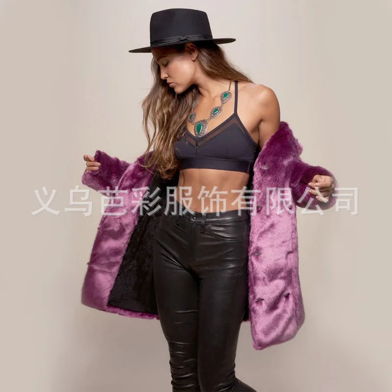 Imitation fur jacket 2020 new listing European and American women's clothing medium and long loose fluff soft rabbit hair Amazon