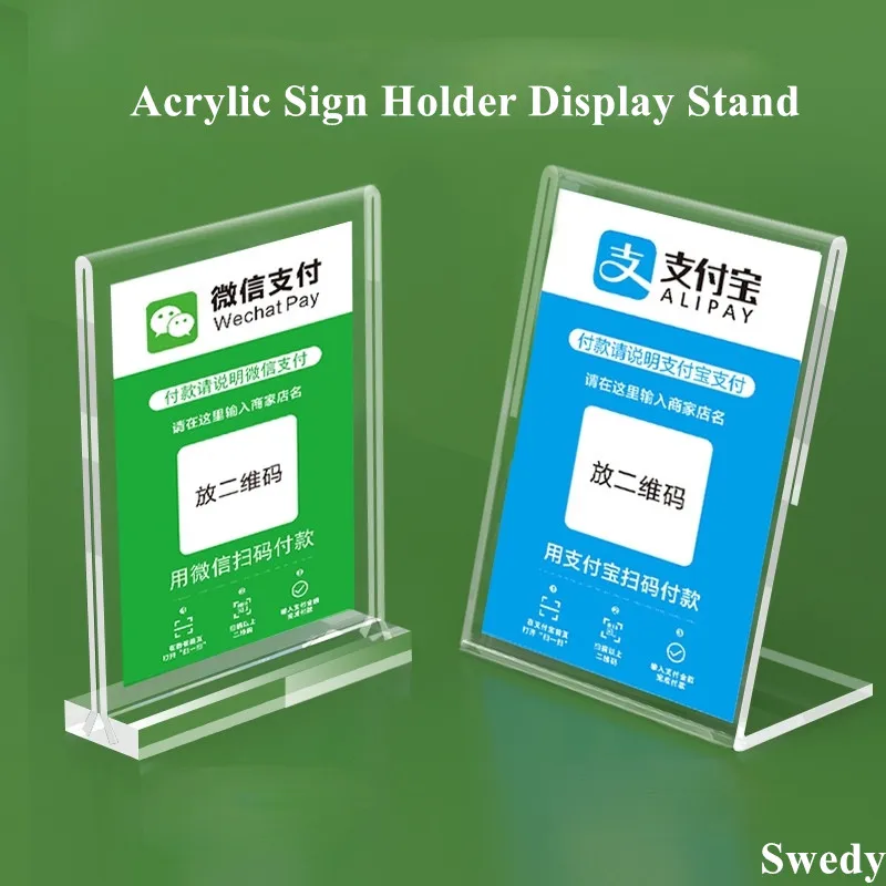 

A6 T / L Shape Clear Acrylic Menu Listing Sign Holder Display Stand Photo Picture Poster Frame Price Name Card Label Tags