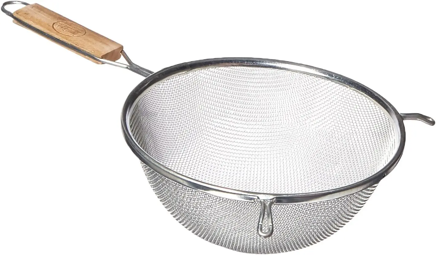 

8-Inch Single Mesh Strainer, Medium, 1, Tinned/wood handles