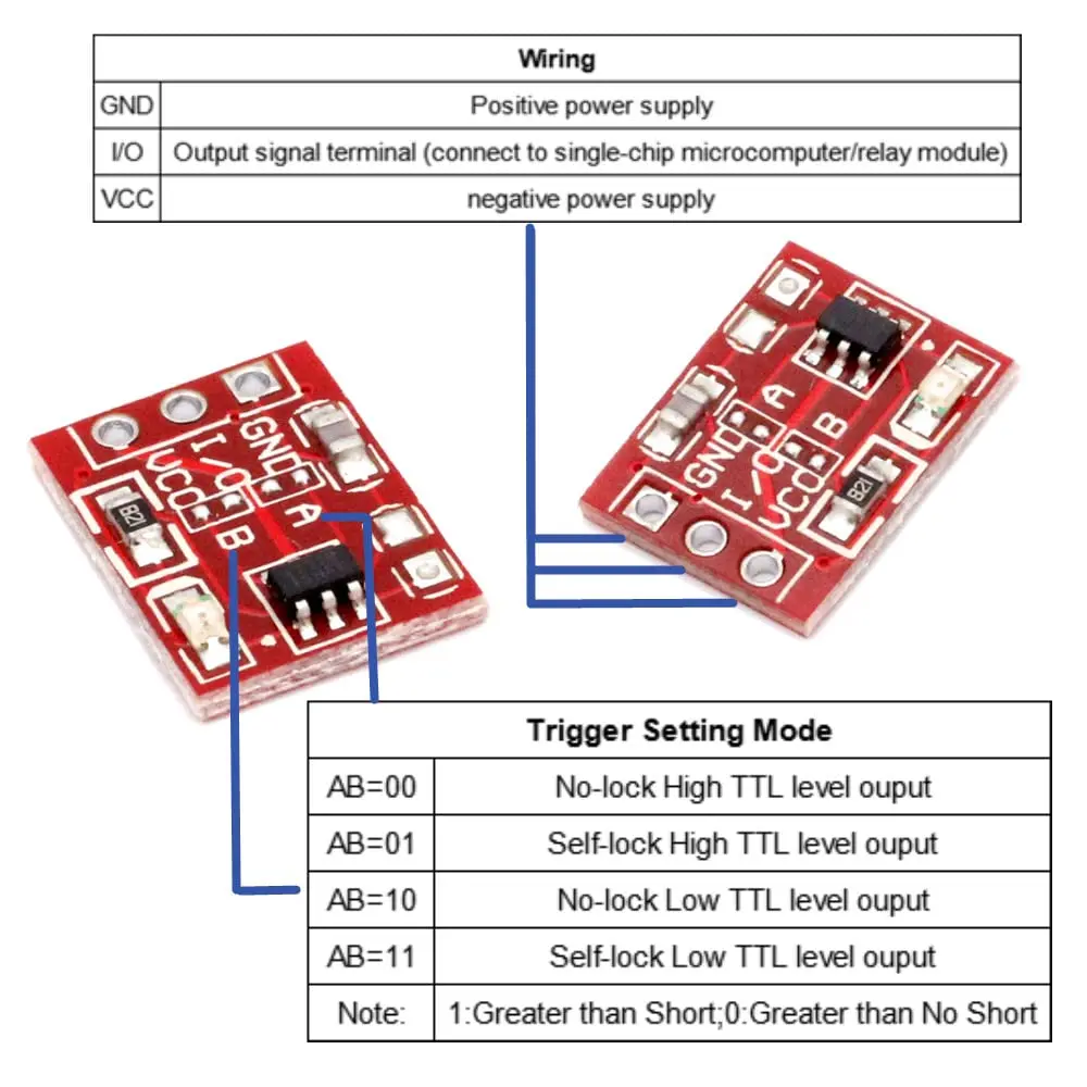 10Pcs TTP223 Touch Key Switch Module Touch Knop Capacitieve Switches Zelfsluitende/No-Locking Capacitieve Touch schakelaars 2.5-5.5V