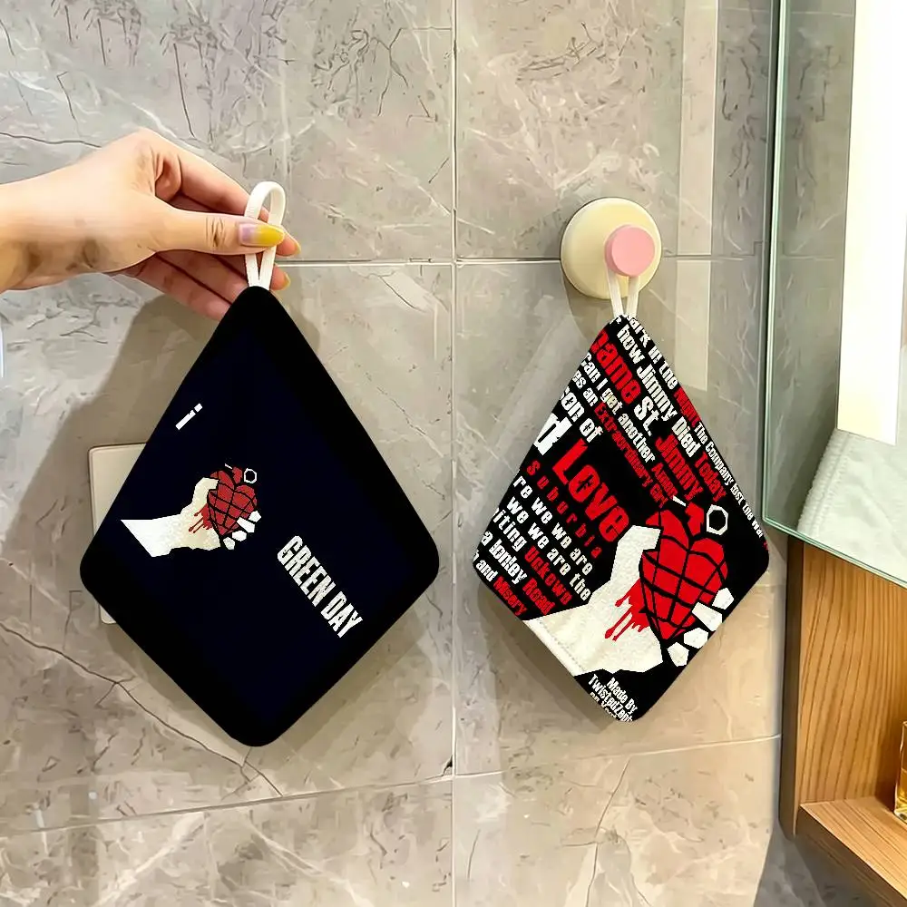G-Green Day Hanging Polyester Cotton Towel, Reusable Hand Wiping Cloth, Wear Resistant for Home Kitchen Sink