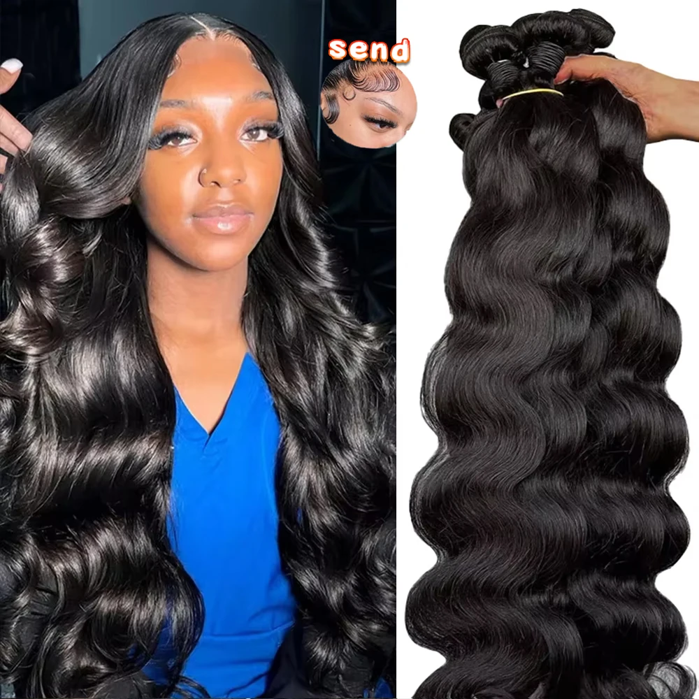 

Пучки объемных волн, человеческие волосы, бразильское плетение, натуральный черный, 1, 3, 4 пучка, девственные волосы, 24 дюйма, необработанные волосы, волосы Remy