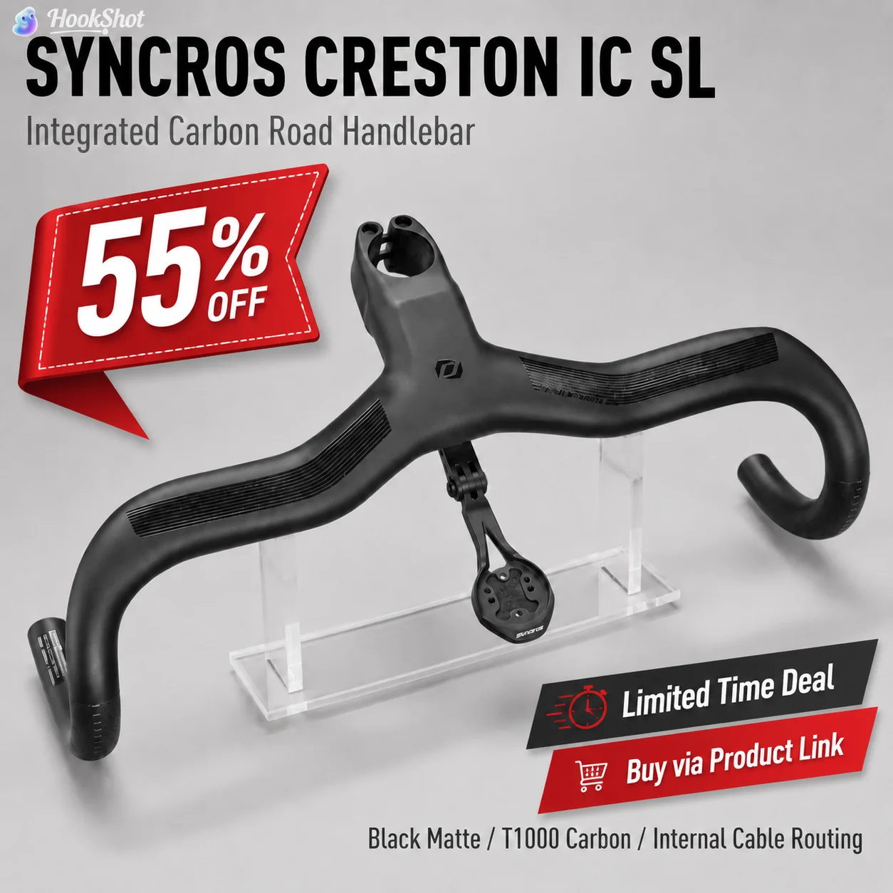 Guidon intégré Sy Creston IC SL T1000 avec câble interne complet 380-440mm 90-120mm 363g pour Scott Addict RC Foil eRIDE