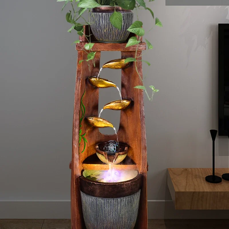 Fountain Hallway Waterscape Humidifier Decorations Office Fortune Fengshui Wheel Floor Ornaments