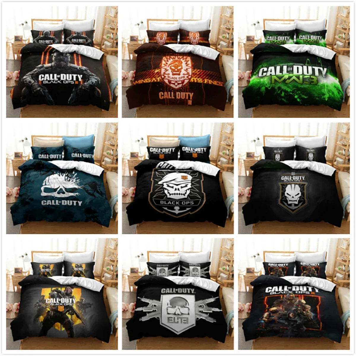 3D Printed Call of Duty Bedding Set Pillowcase Game Duvet Cover Double Twin Full Queen King Adult Kids Bedclothes Quilt Cover