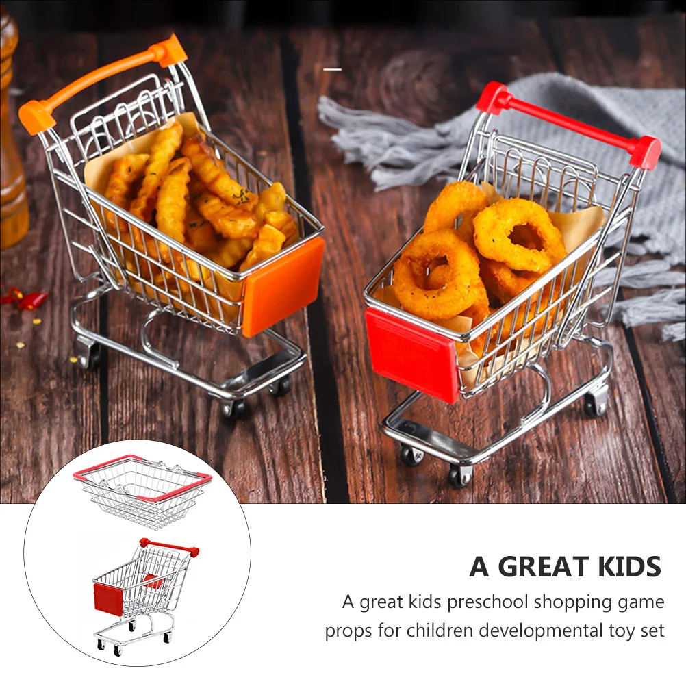 

Creative Wrought Iron Snack Potato Basket Kids Pretend Play Shopping Cart Foldable Toy Storage Bath Stainless Steel