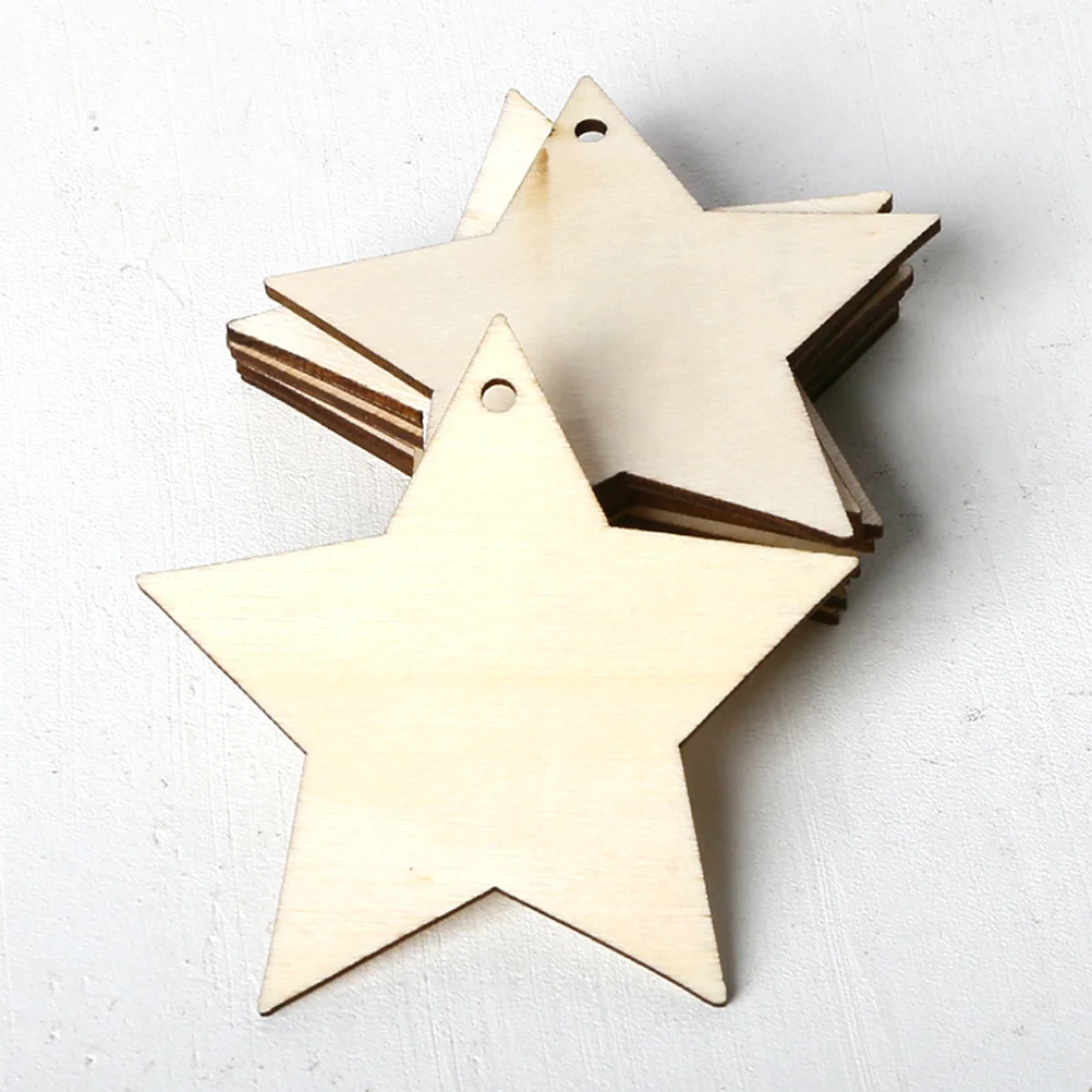 

10Pcs Wooden Star Decoration Christmas Hanging Pendant Rustic DIY Craft Ornaments for Tree Wall Window Home Party Decor
