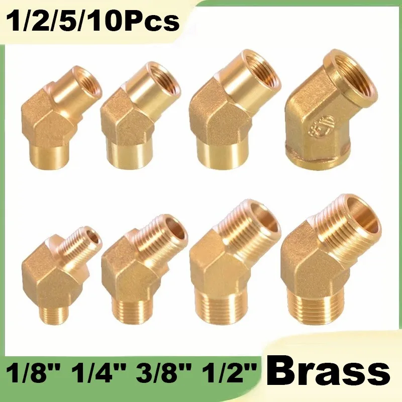 Raccords de tuyauterie en laiton, 1/8 ", 1/4 ", 3/8 ", 1/2" BSP, filetage mâle/femelle, connecteur coudé à 45 degrés, 1/2/5/10 pièces
