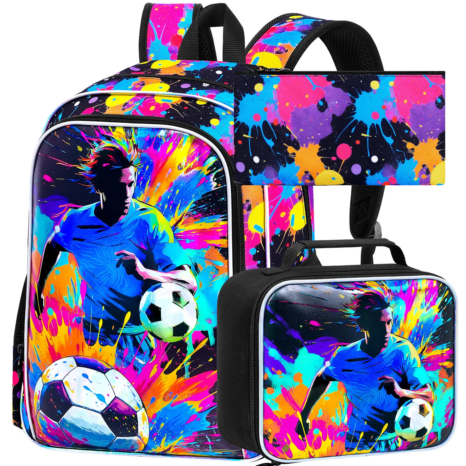 

3Pcs Backpack for Boys, 17" Kids School Bookbag with Lunch Box, Backpacks Set for Elementary Preschool Kindergarten