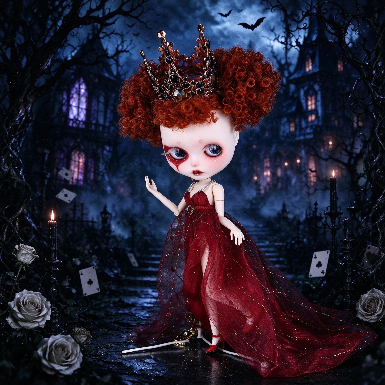 The Red Queen Ooak ICY DBS Blyth Doll Carved Lips Matte Face 1/6 BJD Azone S Joint Body Cosplay Anime Toy