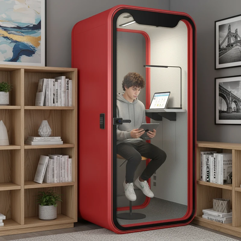 كشك مكتب جاهز قابل للتخصيص في استوديو غرفة الصمت كشك الهاتف المكتبي عازل للصوت للمكتب المحمول #5