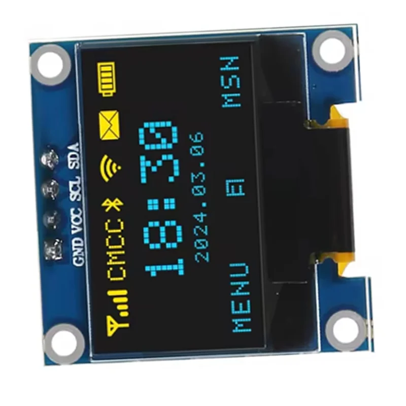 0.96 Inch OLED Display Screen Module I2C IIC 128X64 SSD-1306 LCD Screen 3.3V-5V Blue Yellow For ESP32 ESP8266