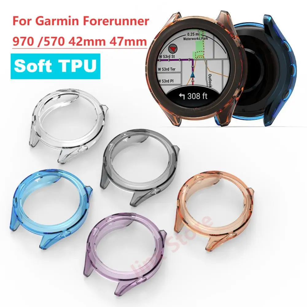 Мягкий чехол из ТПУ для Garmin Forerunner 970 570, 42 мм, 47 мм, силиконовый протектор, ремешок для часов Samrt, чехол-бампер, аксессуары для кожи