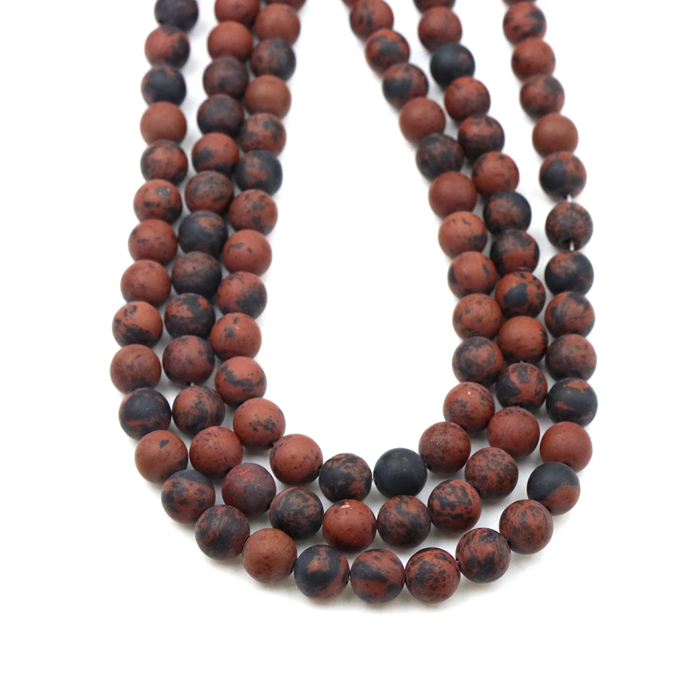 4-10mm Spacer Bead Natural Stone Dull Polish Red Mahogany Obsidian Matte Loose Beads for Jewelry Making DIY Bracelet Necklace
