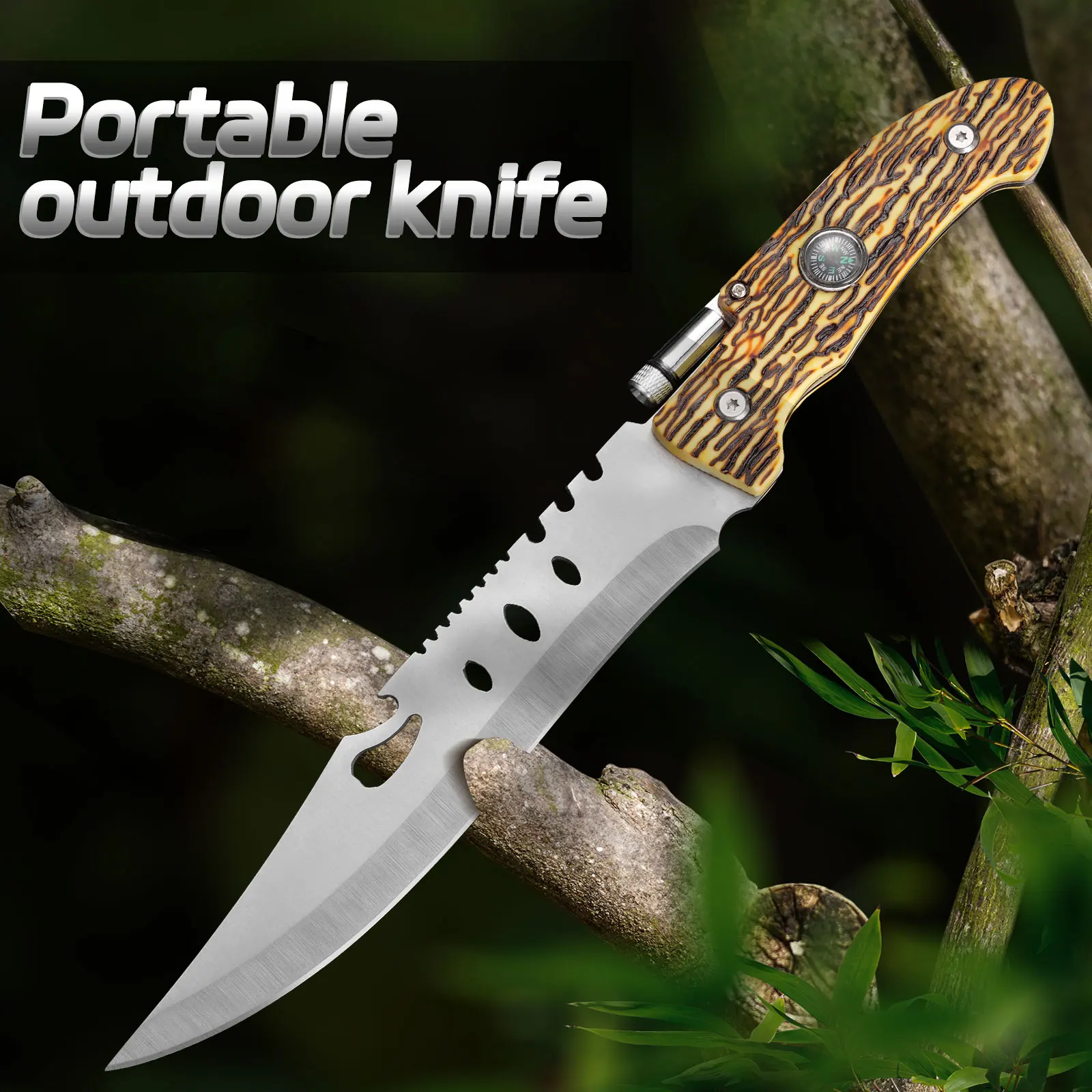 1pc Sharp Military Tactical Knife, Self-Defense, Suitable for Wild Adventure Survival, Fishing Multi-use Knife