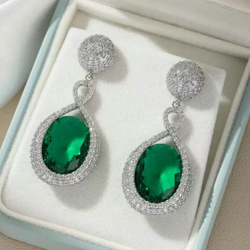 

Bilincolor модные зеленые овальные элегантные серьги для женщин