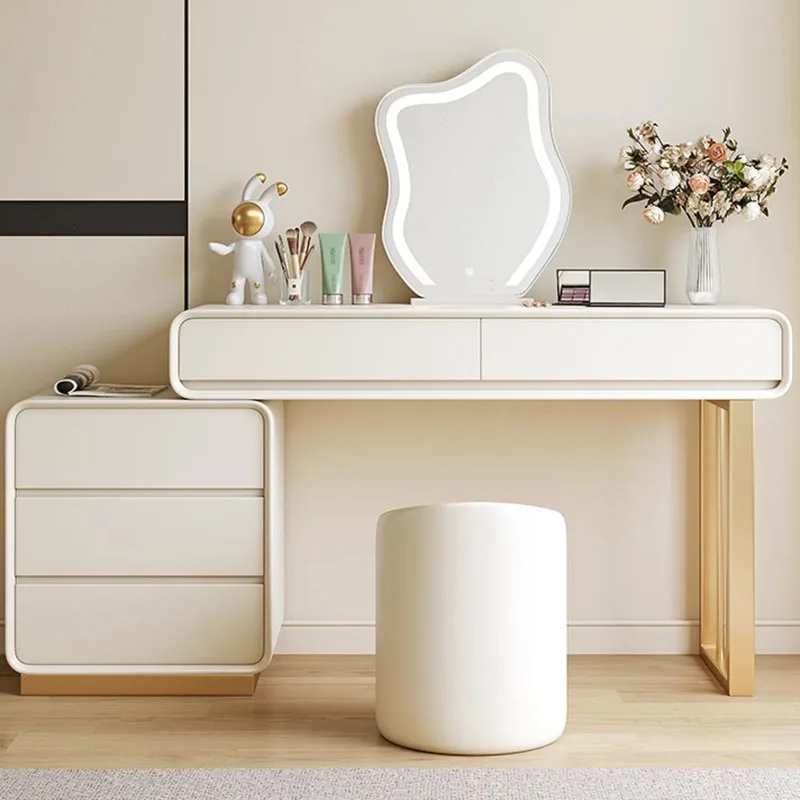 

White Console Dressing Table Mirror Cabinets Makeup Bathroom Drawer Dressing Table Corner Tocador Maquillaje Home Furniture