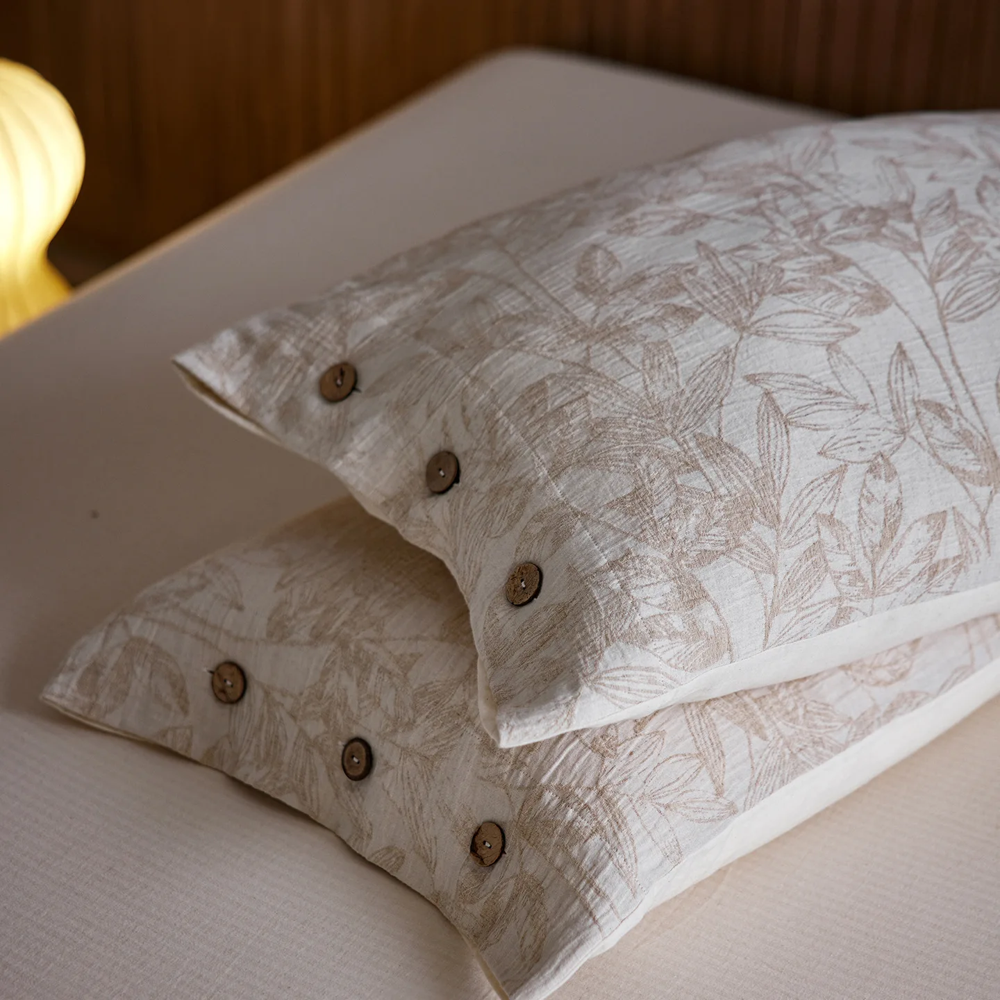 2 Pcs Class A  Linen Cotton Pillow Cases Wabi-sabi Aesthetic Beige Pillowcase for Bed Skin-friendly Bed Sleep Pillow Cover 48x74