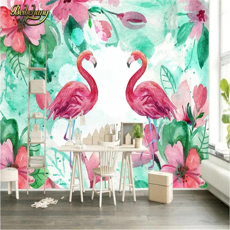 Pastoral Flamingos 3D Wallpapers Beibehang for Bedroom Living Room TV Backdrop Mural Home Decor - Pastoral Theme