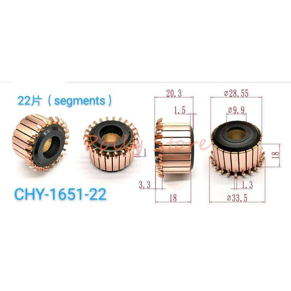 

5pcs 28.55x20.3(18)mm 22P Copper Bars Alternator Electric Motor Commutator CHY-1651-22