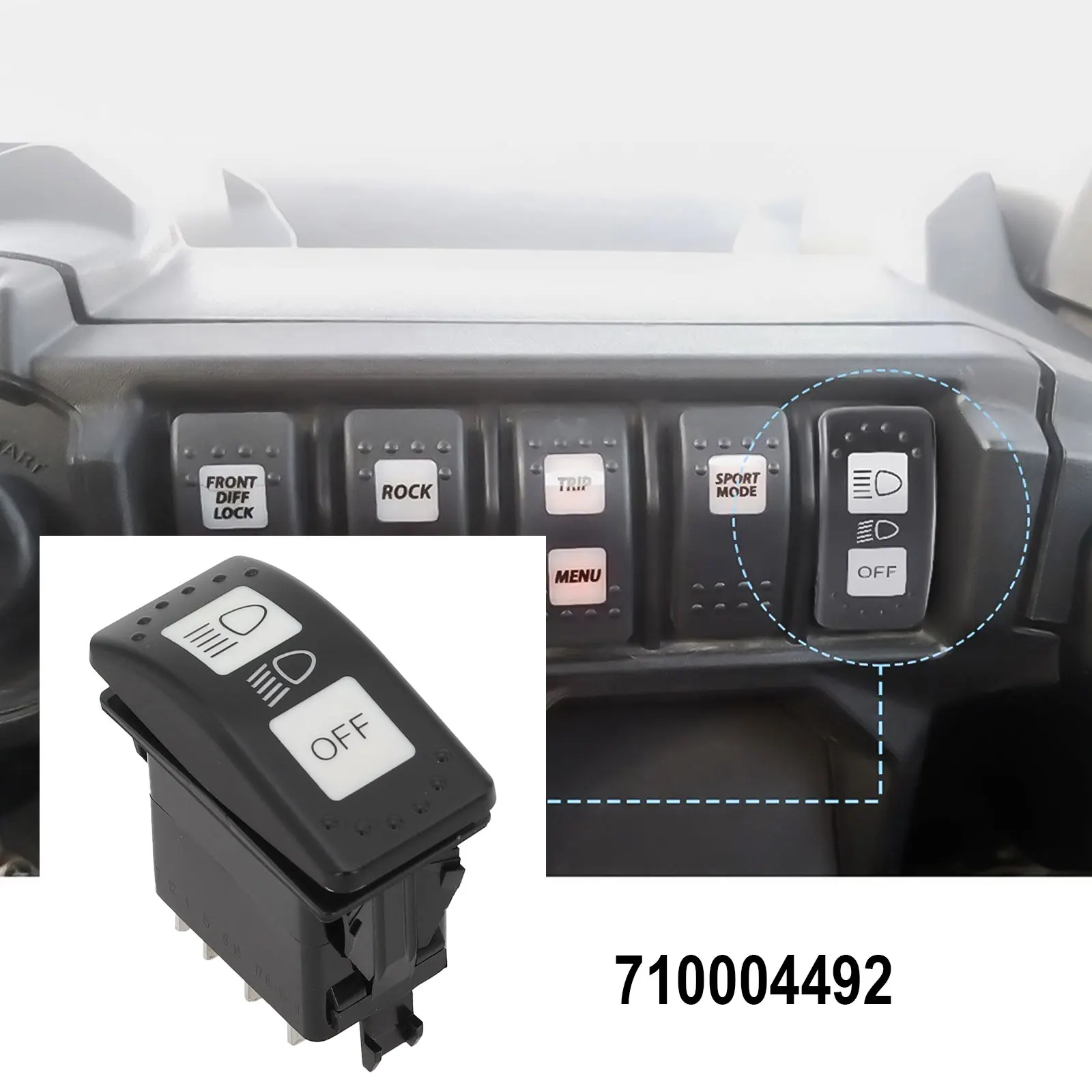 1Pc for OEM Headlight Switch Blue Light 20A 710004492 Compatible with for Can Am for defender HD10 HD8 X3 MAX for Turbo R Easy