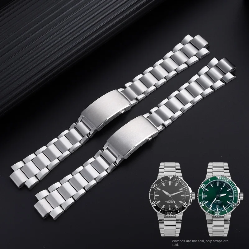 

Stainless steel Watch strap For Oris Aquis series 7730 7763 7734 metal watchband men's diving watch bracelet 24*12mm silver