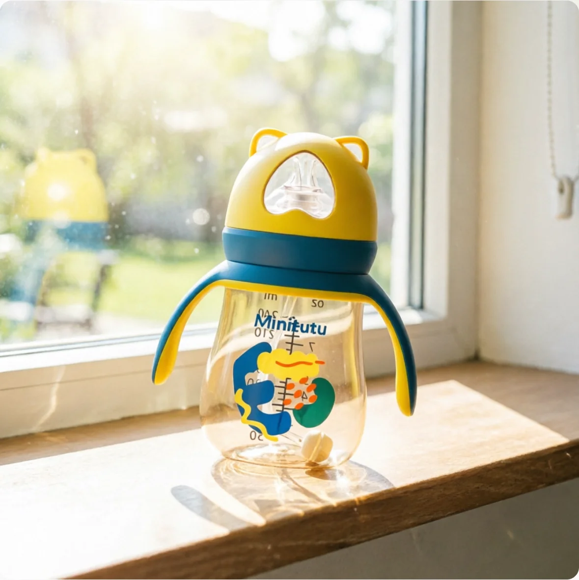 New【 Minitutu 】 Bottles over 6 months old, wide caliber PP bottle, water cup, one bottle three uses feeding bottle