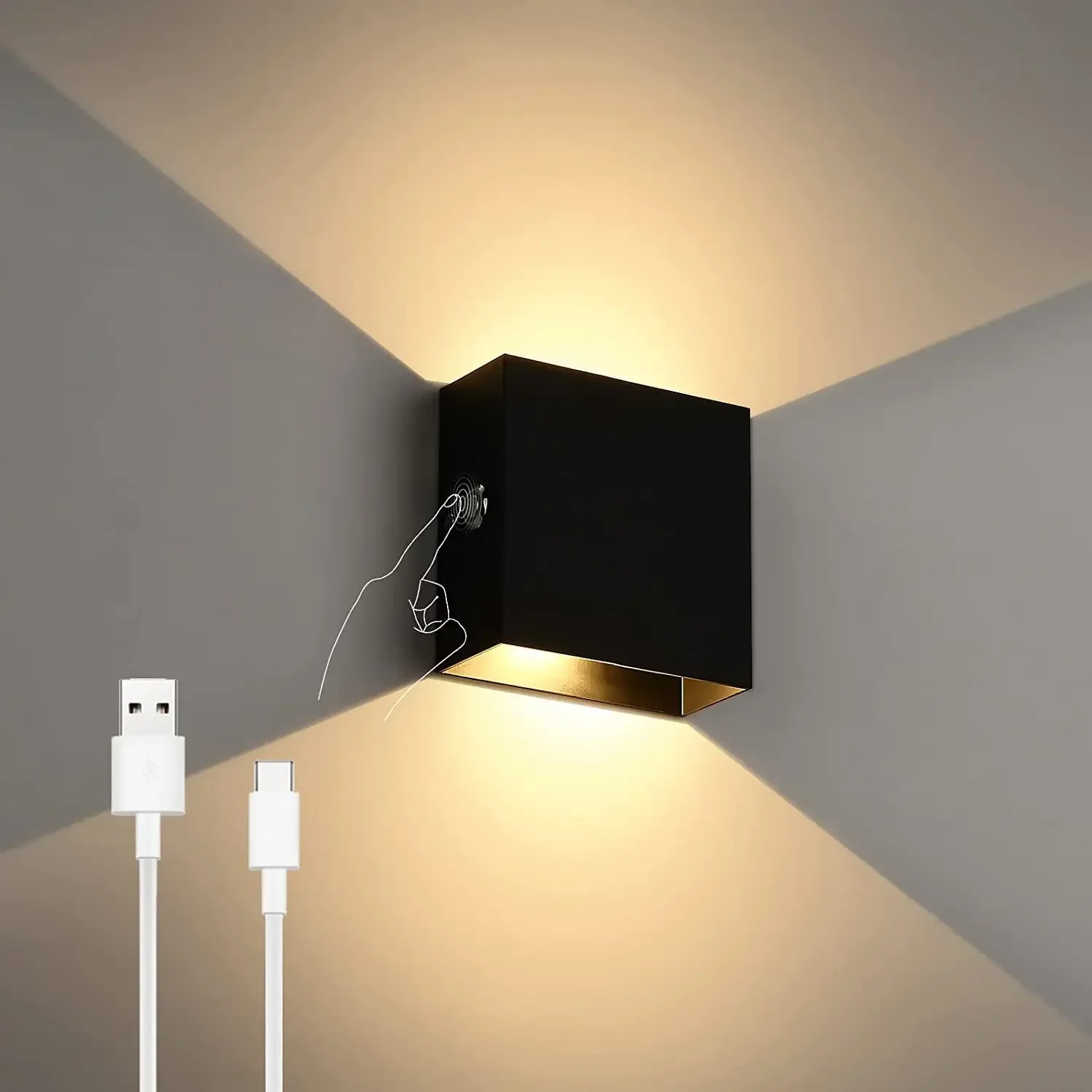 

Новая прочная светодиодная настенная лампа с USB-зарядкой, сенсорным диммированием, светящаяся вверх и вниз, для спальни, гостиной, лестницы, декоративная.
