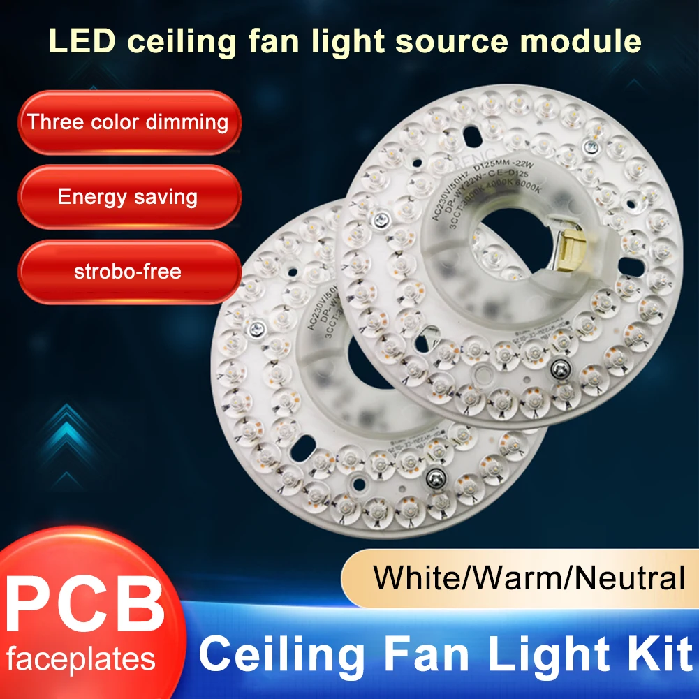 3.9/4.9/6.2 Inch 15/18/24W Ceiling Fan Light Retrofit Kit Ceiling Flush Light Replacement Panel Flush Mount Ceiling Light Panel