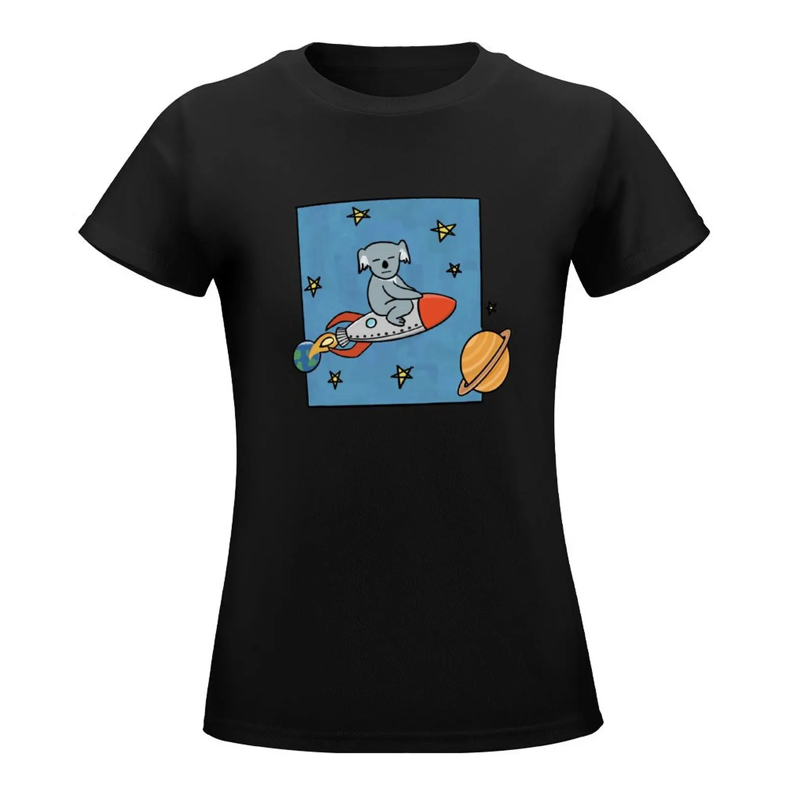 Koala on a Rocket T-Shirt female Short sleeve tee western t-shirt dress for Women